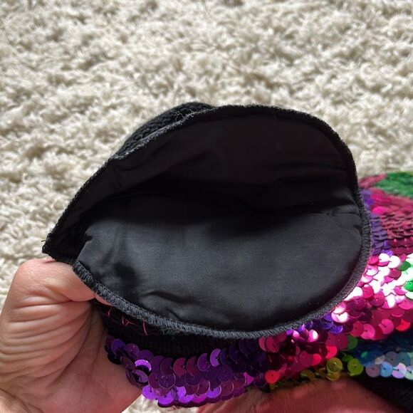 Vintage 90s Black Angora Blend Sequin Pullover Sweater Shoulder Pads Size S - Picture 12 of 14